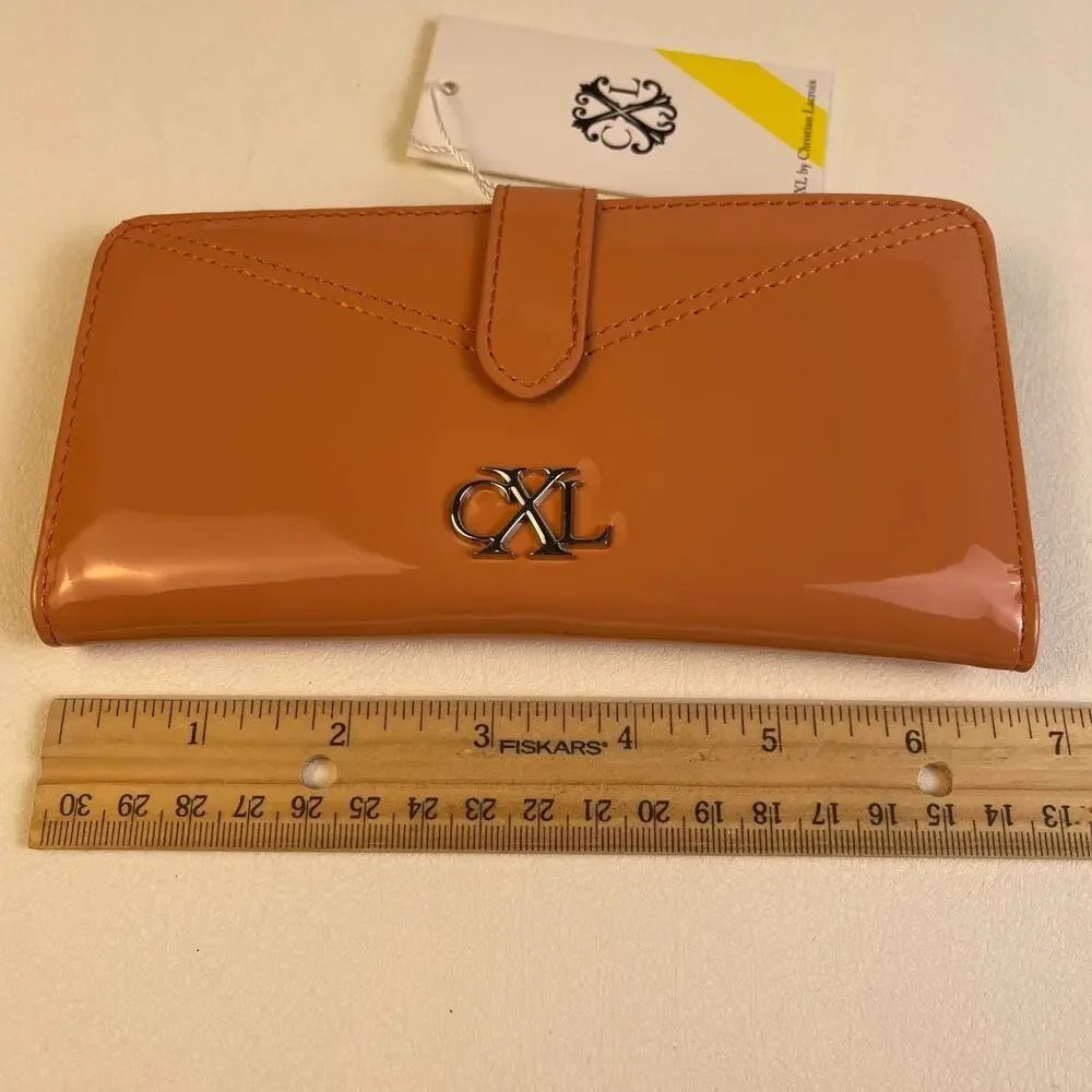 CXL Christian Lacroix Metro Patent Bi-Fold Skinny Wallet Tango NWT $48